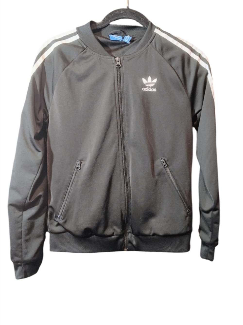Adidas Black Track Jacket with White Stripes
